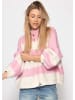 SASSYCLASSY Gestreifter oversize Cardigan mit Schmuckknöpfen in Rosa