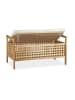 relaxdays Sitzbank in Natur/Weiß - (B)93 x (H)46,5 x (T)49 cm