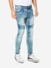 KOROSHI Slim denim biker jeans in blau