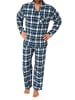 NORMANN Lange Flanell Schlafanzug Pyjama kariert - 76495 in marine