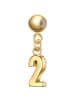 Glanzstücke München Charm Ziffer 2 aus Sterling Silber in gelbgold