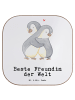 Mr. & Mrs. Panda Bierdeckel Pinguin Beste Freundin der Welt mit ... in Weiß