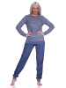 NORMANN Frottee Pyjama langarm Schlafanzug Bündchen Streifen - 75917 in marine