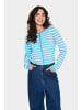 SAINT TROPEZ Strickjacke MilaSZ Gerade Passform in Ethereal Blue Ice Stripe