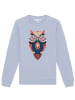 wat? Apparel Sweatshirt Colorful Owl in Serene Blue