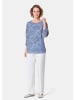 GOLDNER Chiffonbluse mit farbbrillantem Druck in taubenblau / marine / geblümt