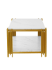 ABRIHOME Couchtisch in Goldfarben Marmoroptik 114x64x46 cm mit Metallbeinen