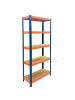 relaxdays Schwerlastregal "5 Ebenen" in Blau/ Orange - (B)75 x (H)180 x (T)30 cm