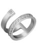 Adeliás Damen Ring aus Edelstahl mit Strass Steinchen in silber
