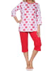 NORMANN Kurzarm Capri Schlafanzug Pyjama Tupfen Punkte Look in rot