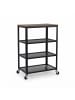 relaxdays Rollwagen in Schwarz/ Braun - (B)60 x (H)85 x (T)40 cm