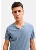 Jack & Jones T-Shirt 'JJESPLIT NECK TEE' in blau-meliert