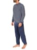 NORMANN Frottee Schlafanzug lang Pyjama RingelMuster - 82335 in blau
