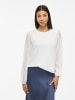 Vila Elegante Langarm-Bluse mit transparentem Musterdesign in Weiß