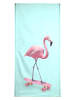 Juniqe Strandtuch "Skate Flamingo" in Blau & Rosa