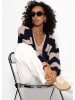 SASSYCLASSY Cardigan mit Blockstreifen und V-Ausschnitt in Dunkelblau