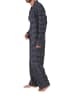 NORMANN Flanell Pyjama Schlafanzug zum durchknöpfen - 70102 in grau