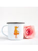Mr. & Mrs. Panda XL Emaille Tasse Fuchs Laterne ohne Spruch in Weiß