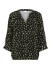 Kaffe Langarm-Bluse KAemine Loose fit in Black/Green Lettuce Ditzy
