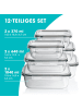 Gourmetmaxx GOURMETmaxx Glas-Frischhaltedosen Klick-it mit Mikrowellenventil - 12-tlg. - gra