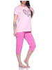 NORMANN Capri Schlafanzug Capri Pyjama HerzchenMuster - 79908 in rosa