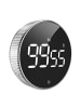 relaxdays Küchentimer "digital" in Silber/ Schwarz- (Ø)7,5 x (T)3 cm