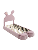 ABRIHOME Polsterbett in Rosa 90x200 cm mit Hasenohren LED 2 Hockern Samt