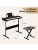 COSTWAY Keyboard Piano 61 Tasten mit Hocker in Schwarz