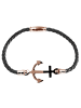 Adeliás Damen Armband – Textilarmband aus Leder 18 cm in schwarz