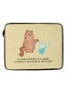 Mr. & Mrs. Panda Laptop Sleeve Katze Wasserglas mit Spruch in Gelb Pastell