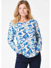 GOLDNER Kurzgröße:  Langarm Viskose-Jersey Shirt mit Print in blau / gemustert