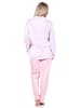 NORMANN Pyjama langarm Schlafanzug zum durchknöpfen Single Jersey - 69245 in rosa
