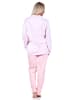 NORMANN Pyjama langarm Schlafanzug zum durchknöpfen Single Jersey in rosa
