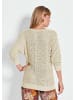 GOLDNER Lochstrickpullover Weißer Halbarmpullover in cremeweiß