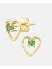 Vanlere Ohrstecker aus 375 Gelbgold mit Smaragd Herz-Design