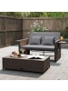 COSTWAY 3 in 1 Polyrattan 2-Sitzer Balkonmöbel Gartenliege in Grau