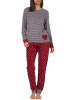 NORMANN Frottee Pyjama Bündchen Herz Tupfen und Ringeldesign - 58209 in Rot