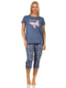 NORMANN Kurzarm Capri Schlafanzug Pyjama Schmetterlings - 66912 in blau