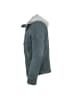Milestone Lederjacke Kapuze Lammvelour in Jeansblau