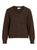 Vila V-Ausschnitt Strickoberteil mit Langarm in Coffee Bean