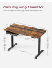 VASAGLE Schreibtisch Balok in Vintagebraun - (B)120 x (H)(72-120) x (T)60 cm