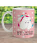 Mr. & Mrs. Panda Tasse Einhorn Mitteilung mit Spruch in Rot Pastell