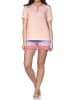 NORMANN Kurzarm Shorty Schlafanzug Pyjama Übergröße Zick Zack Muster in apricot