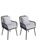 MCW 2er-Set Gartenstuhl O12, Anthrazit, Bezug hellgrau