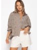 SASSYCLASSY Musselin Bluse mit Lochstickerei in Taupe
