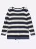 sheego Langarm-Pullover in tiefblau-ecru-geringelt