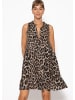 SASSYCLASSY Ärmelloses Musselin Kleid mit Volants und floralem Print in Grau