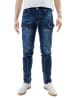 Jaylvis Denim Style Jeans Hose mit Kontrastfalten und Zip in Blau