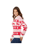 tectake Festtagspullover, Winterlicher Strickpullover in Weiß und Rot