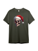 PAULGOS Herren T-Shirt, Totenkopf Weihnachten in Olive